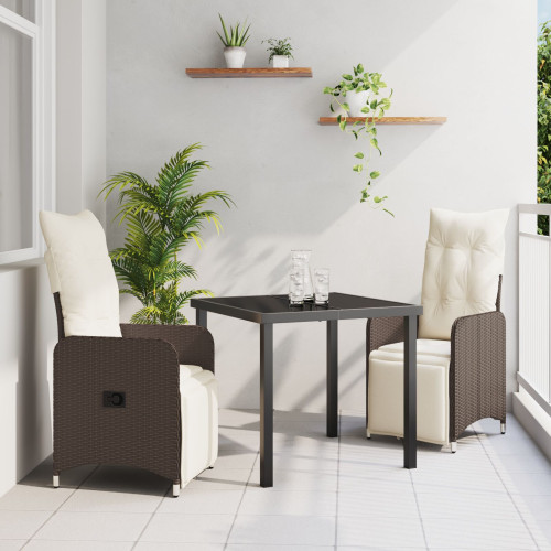 vidaXL Trädgårdsmöbelset 3 pcs Brun konstrotting