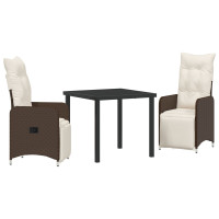 Produktbild för Trädgårdsmöbelset 3 pcs Brun konstrotting