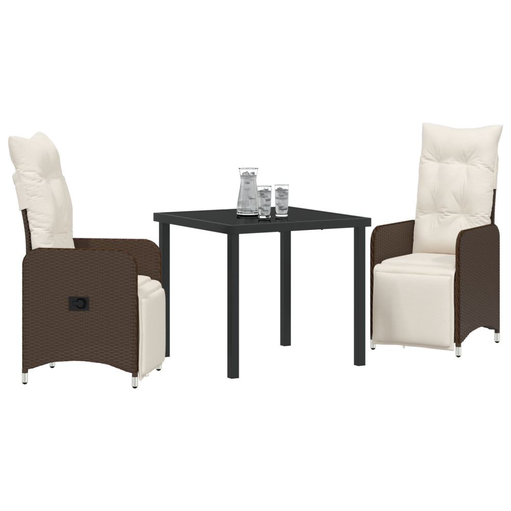 Produktbild för Trädgårdsmöbelset 3 pcs Brun konstrotting