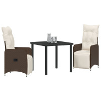 Produktbild för Trädgårdsmöbelset 3 pcs Brun konstrotting