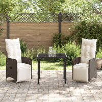 Produktbild för Trädgårdsmöbelset 3 pcs Brun konstrotting