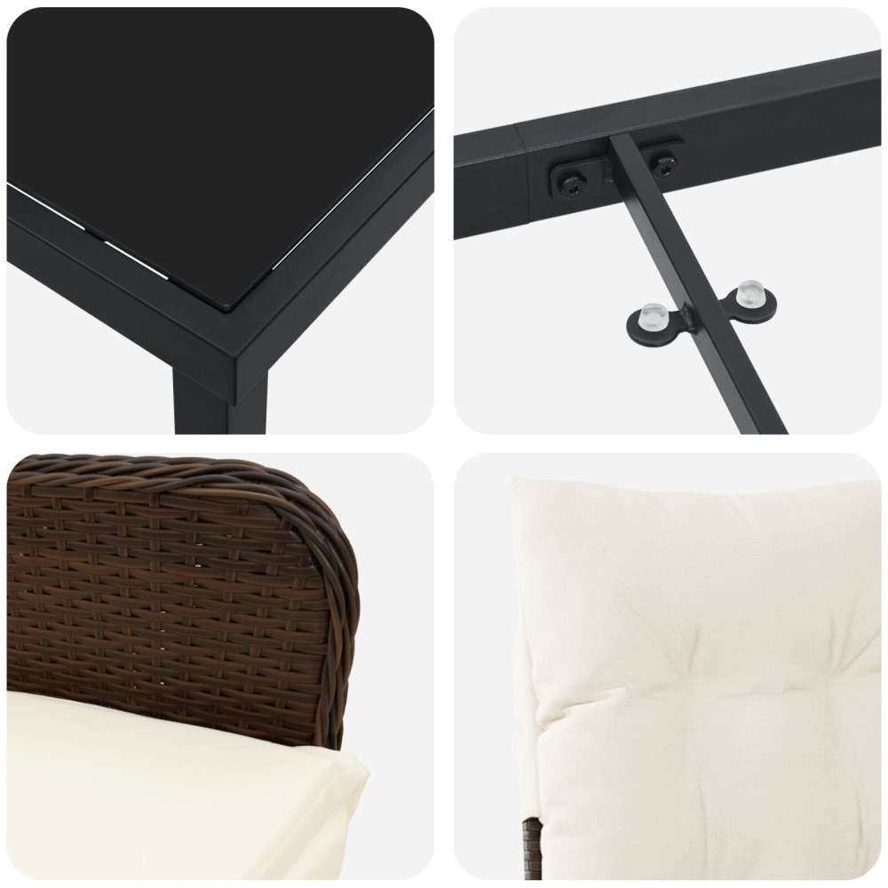 Produktbild för Trädgårdsmöbelset 3 pcs Brun konstrotting