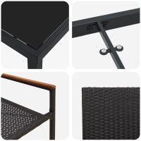 Produktbild för Trädgårdsmöbelset med kudde 3 pcs Svart konstrotting