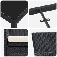 Produktbild för Trädgårdsmöbelset med kudde 5 pcs Svart konstrotting