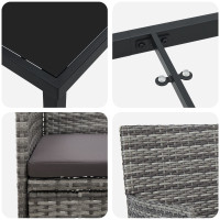 Produktbild för Trädgårdsmöbelset med kudde 3 pcs Grå konstrotting