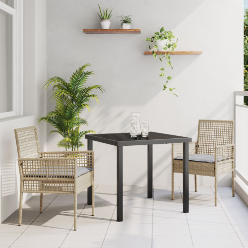 vidaXL Trädgårdsmöbelset med kudde 3 pcs Beige konstrotting