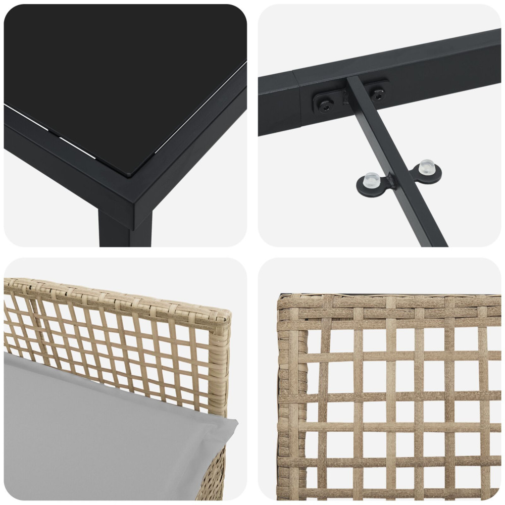 Produktbild för Trädgårdsmöbelset med kudde 3 pcs Beige konstrotting