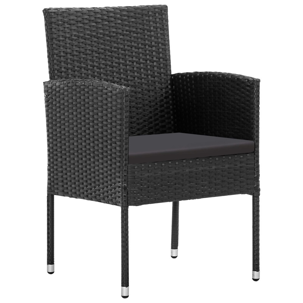 Produktbild för Trädgårdsmöbelset med kudde 5 pcs Svart konstrotting