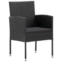 Produktbild för Trädgårdsmöbelset med kudde 5 pcs Svart konstrotting