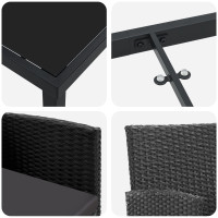 Produktbild för Trädgårdsmöbelset med kudde 5 pcs Svart konstrotting