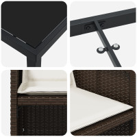 Produktbild för Trädgårdsmöbelset med kudde 5 pcs Brun konstrotting