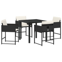 Produktbild för Trädgårdsmöbelset med kudde 5 pcs Svart konstrotting