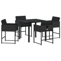 Produktbild för Trädgårdsmöbelset med kudde 5 pcs Svart konstrotting