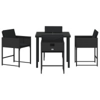 Produktbild för Trädgårdsmöbelset med kudde 5 pcs Svart konstrotting