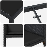 Produktbild för Trädgårdsmöbelset med kudde 5 pcs Svart konstrotting