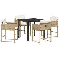 Produktbild för Trädgårdsmöbelset med kudde 5 pcs Beige konstrotting