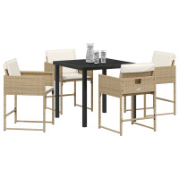 Produktbild för Trädgårdsmöbelset med kudde 5 pcs Beige konstrotting