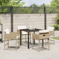 Produktbild för Trädgårdsmöbelset med kudde 5 pcs Beige konstrotting