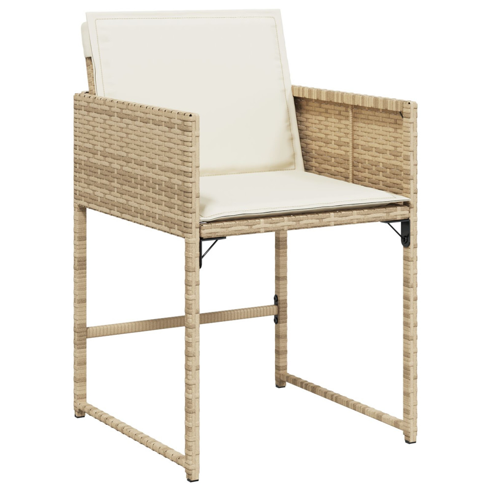 Produktbild för Trädgårdsmöbelset med kudde 5 pcs Beige konstrotting