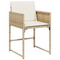 Produktbild för Trädgårdsmöbelset med kudde 5 pcs Beige konstrotting