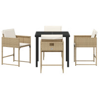 Produktbild för Trädgårdsmöbelset med kudde 5 pcs Beige konstrotting