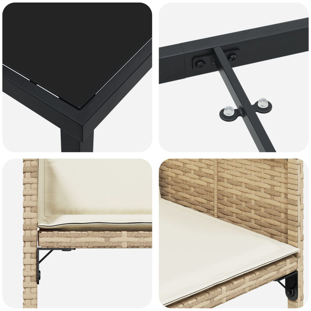 Produktbild för Trädgårdsmöbelset med kudde 5 pcs Beige konstrotting