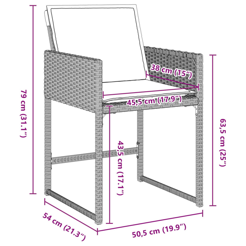 Produktbild för Trädgårdsmöbelset med kudde 5 pcs Ljusgrå konstrotting