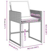 Produktbild för Trädgårdsmöbelset med kudde 5 pcs Ljusgrå konstrotting