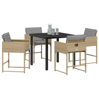 Produktbild för Trädgårdsmöbelset med kudde 5 pcs Beige konstrotting