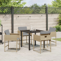 Produktbild för Trädgårdsmöbelset med kudde 5 pcs Beige konstrotting