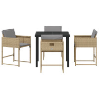 Produktbild för Trädgårdsmöbelset med kudde 5 pcs Beige konstrotting