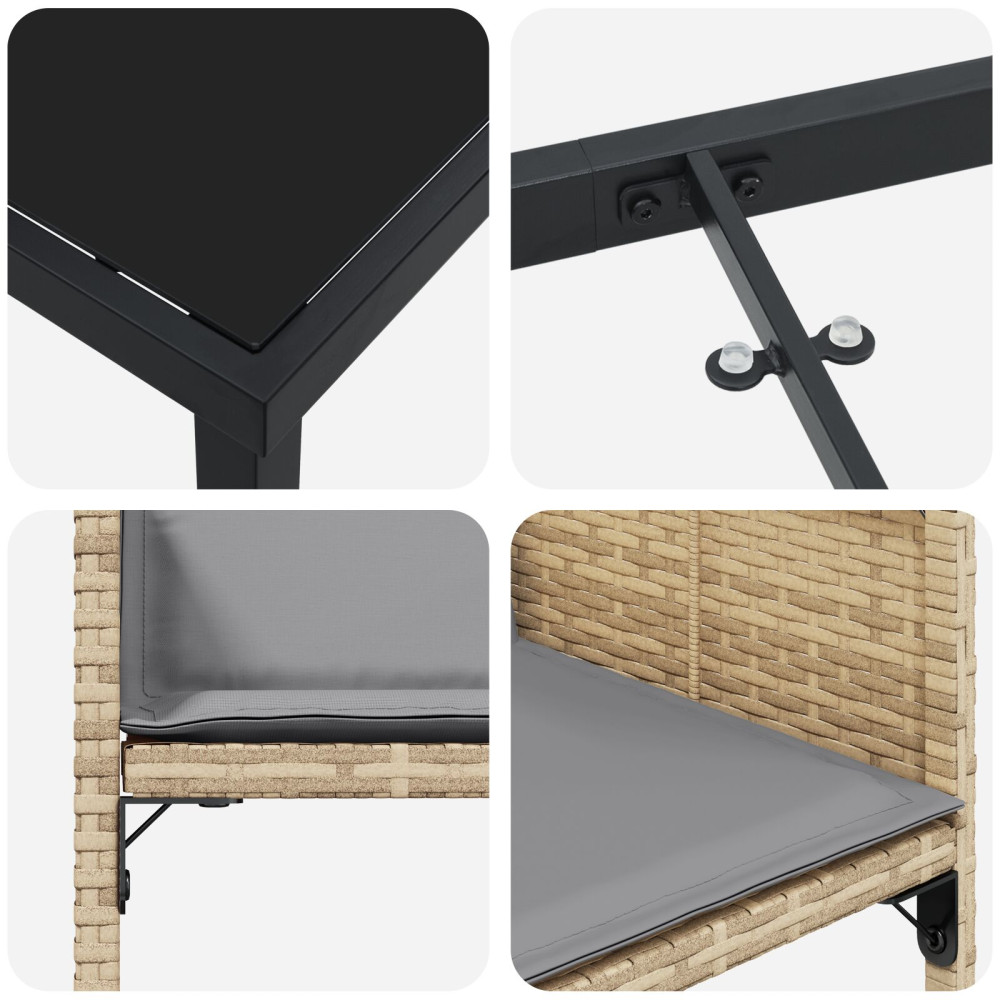Produktbild för Trädgårdsmöbelset med kudde 5 pcs Beige konstrotting