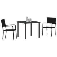 Produktbild för Trädgårdsmöbelset med kudde 3 pcs Svart konstrotting