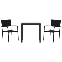 Produktbild för Trädgårdsmöbelset med kudde 3 pcs Svart konstrotting