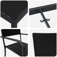 Produktbild för Trädgårdsmöbelset med kudde 3 pcs Svart konstrotting