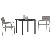 Produktbild för Trädgårdsmöbelset med kudde 3 pcs Grå konstrotting