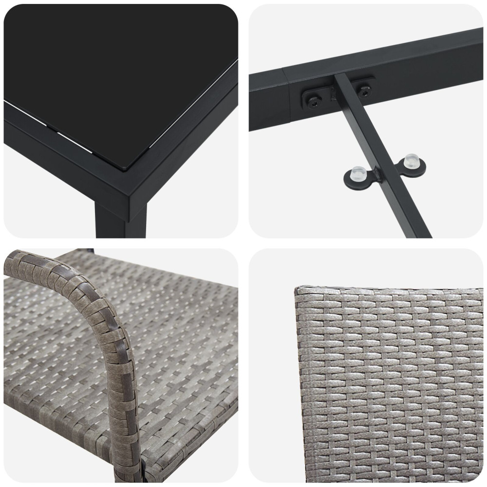 Produktbild för Trädgårdsmöbelset med kudde 3 pcs Grå konstrotting