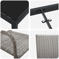 Produktbild för Trädgårdsmöbelset med kudde 3 pcs Grå konstrotting