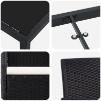 Produktbild för Trädgårdsmöbelset med kudde 7 pcs Svart konstrotting