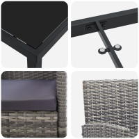 Produktbild för Trädgårdsmöbelset med kudde 3 pcs Grå konstrotting
