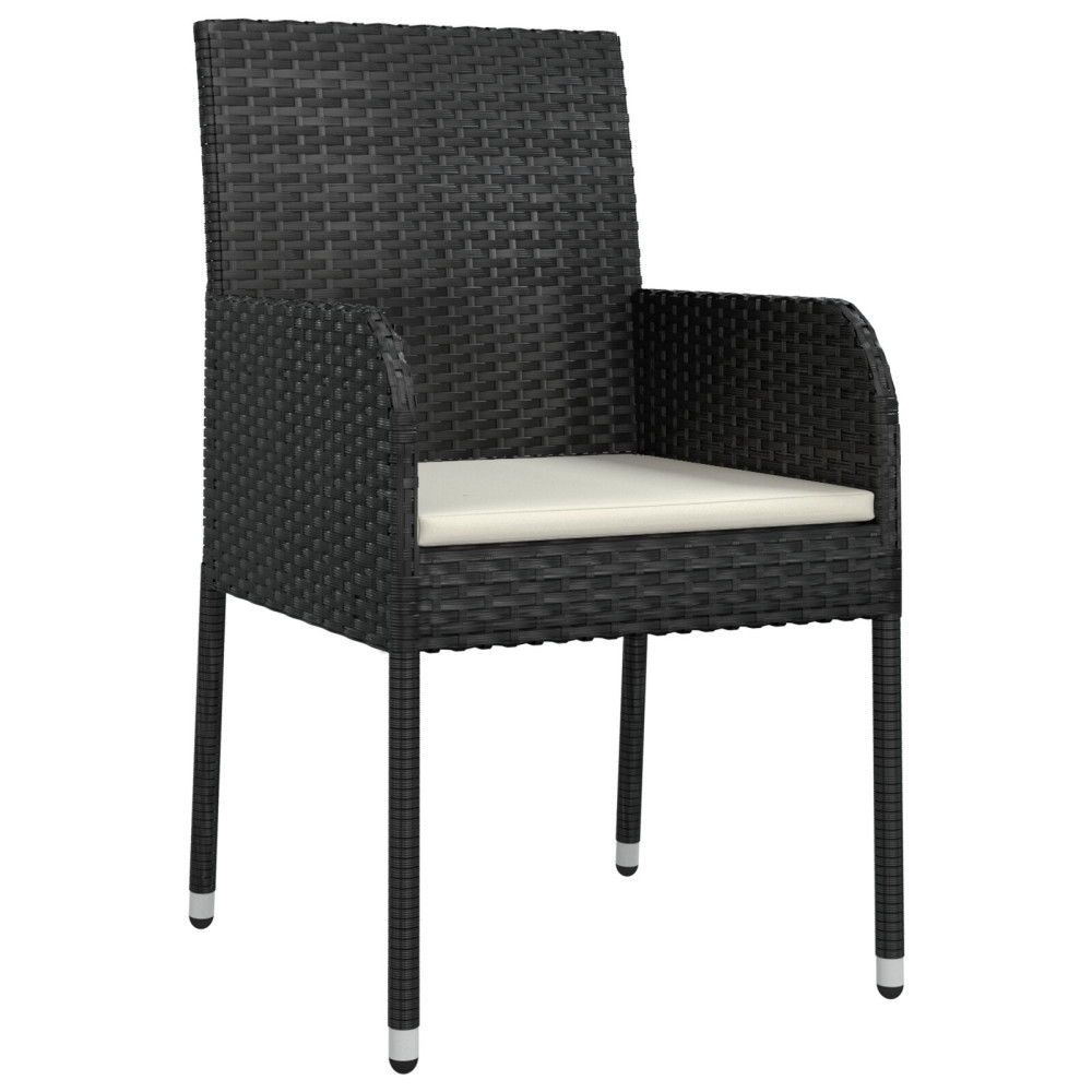 Produktbild för Trädgårdsmöbelset med kudde 5 pcs Svart konstrotting