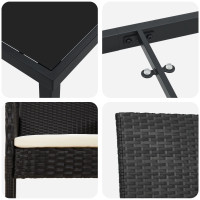 Produktbild för Trädgårdsmöbelset med kudde 5 pcs Svart konstrotting