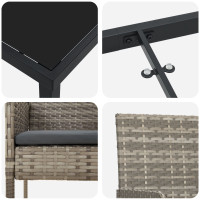 Produktbild för Trädgårdsmöbelset med kudde 3 pcs Grå konstrotting