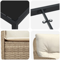 Produktbild för Trädgårdsmöbelset med kudde 3 pcs Beige konstrotting