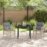 Produktbild för Trädgårdsmöbelset med kudde 3 pcs Beige konstrotting