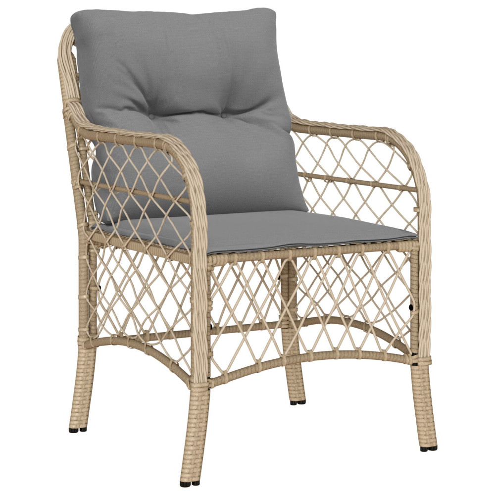 Produktbild för Trädgårdsmöbelset med kudde 3 pcs Beige konstrotting