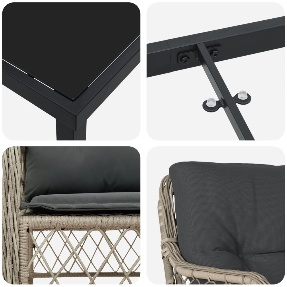 Produktbild för Trädgårdsmöbelset med kudde 5 pcs Ljusgrå konstrotting