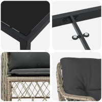 Produktbild för Trädgårdsmöbelset med kudde 5 pcs Ljusgrå konstrotting