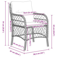 Produktbild för Trädgårdsmöbelset med kudde 5 pcs Ljusgrå konstrotting
