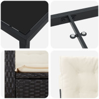 Produktbild för Trädgårdsmöbelset med kudde 5 pcs Svart konstrotting